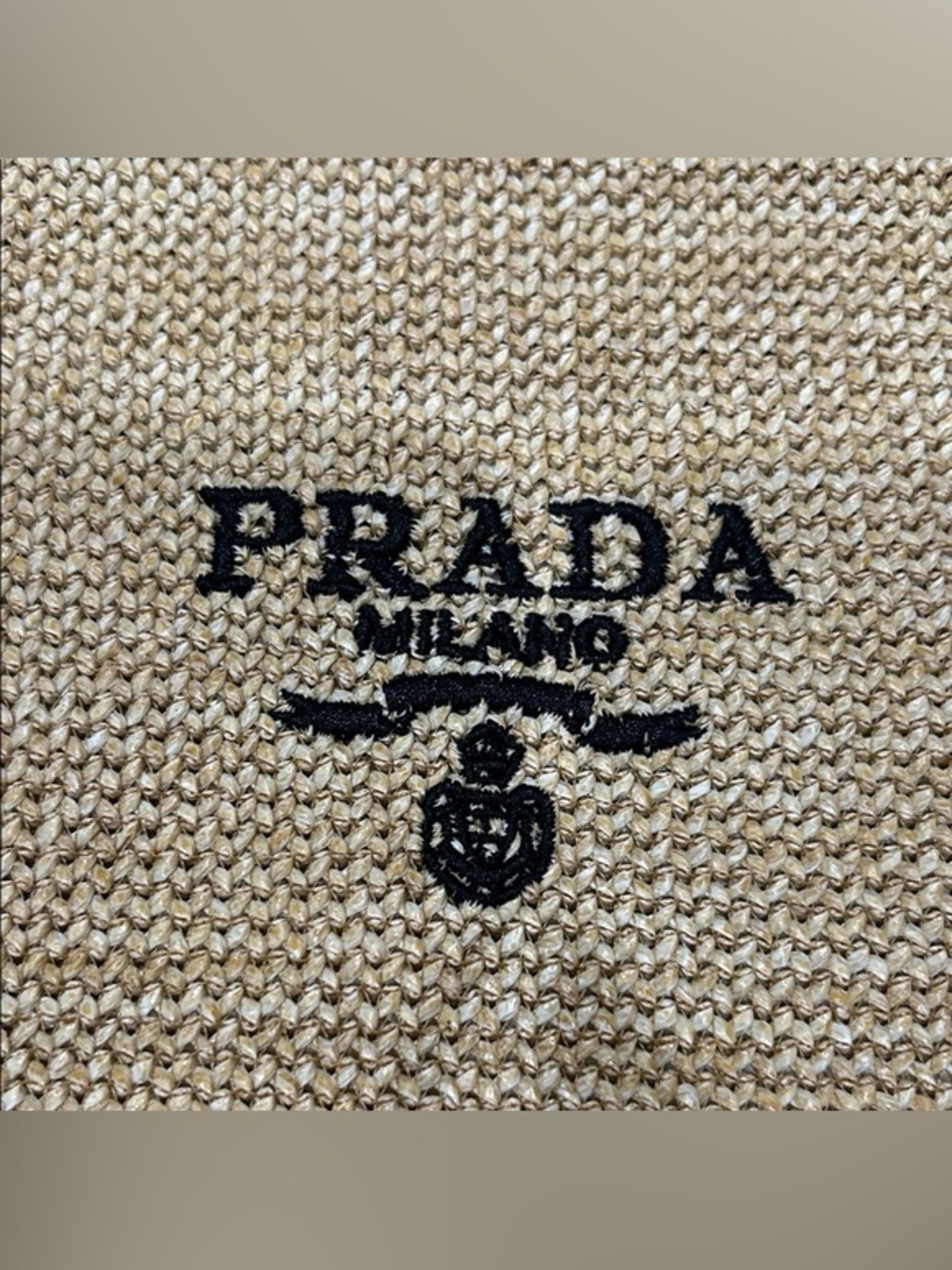 LIKE NEW PRADA MILANO Crochet Raffia Woven Tote Bag - Picture 3 of 6